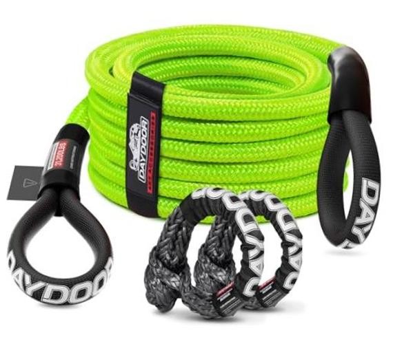 Recovery Tow Rope Kit with 2 Soft Shackles, 7/16 Inch x 30 ft 31,200 Lbs