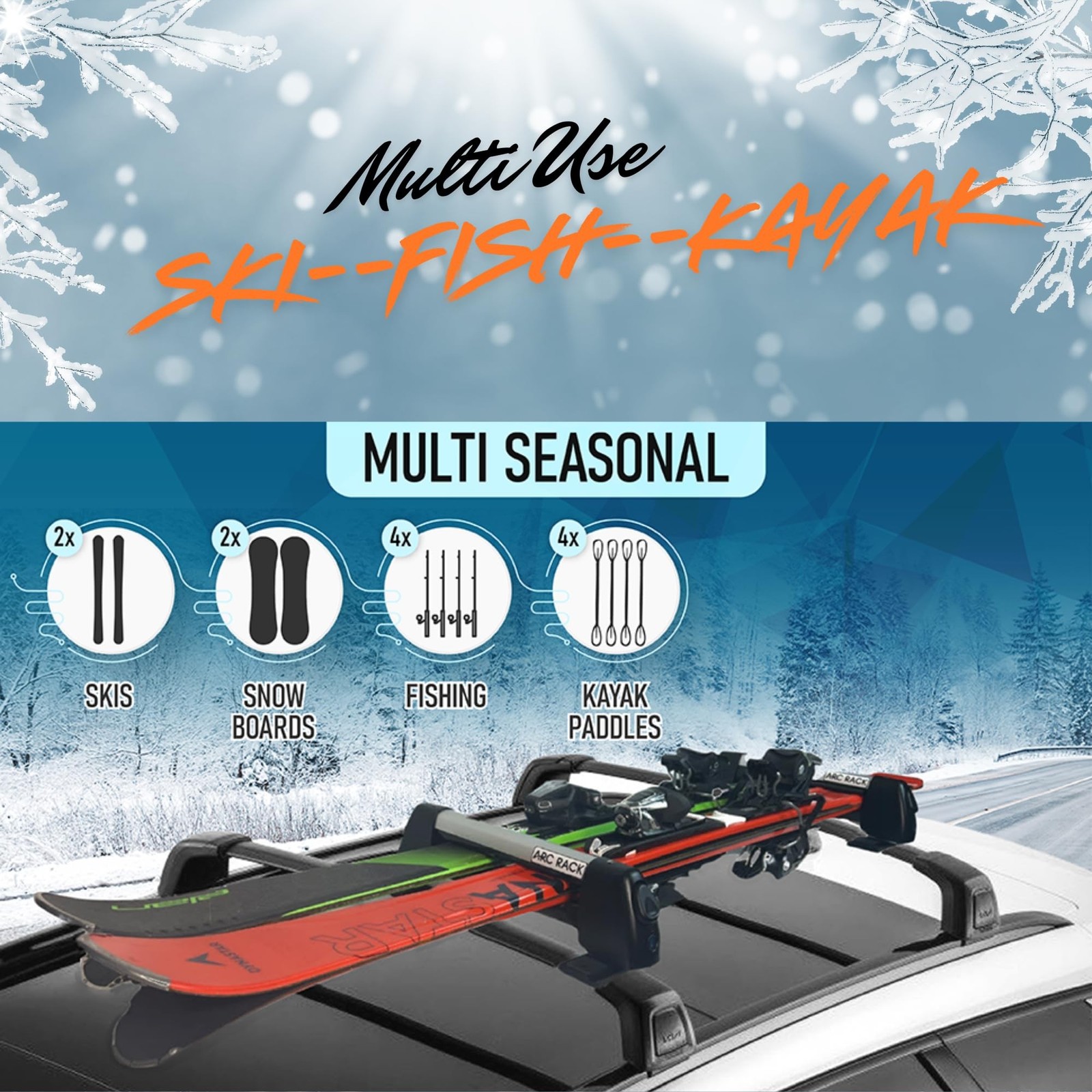 Ski Rack: Snowboard Rack, Fishing Pole Car Rack, Cross Country Ski Rack, Skat…