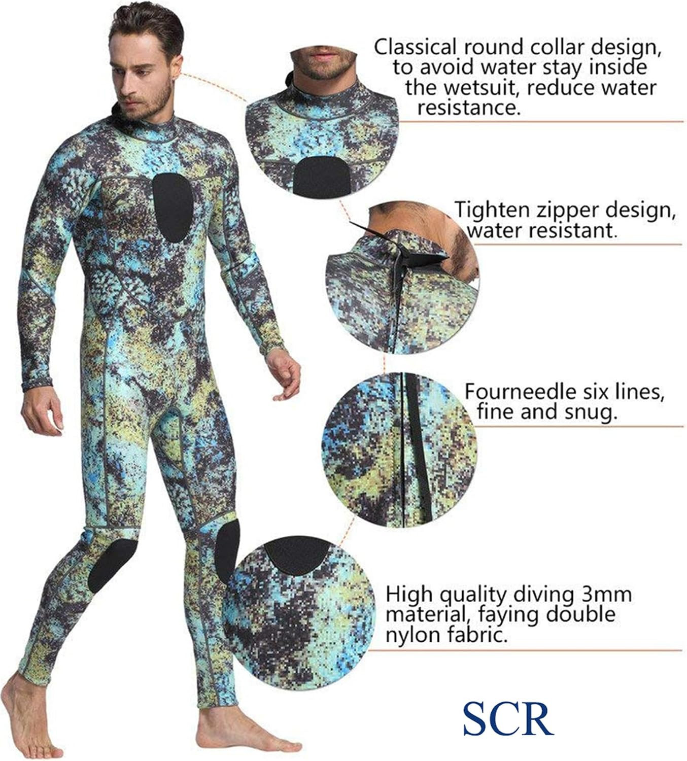 Wetsuits Mens 3MM Camo Neoprene Scuba Diving Unisex One Piece Sport Skin Spearfi