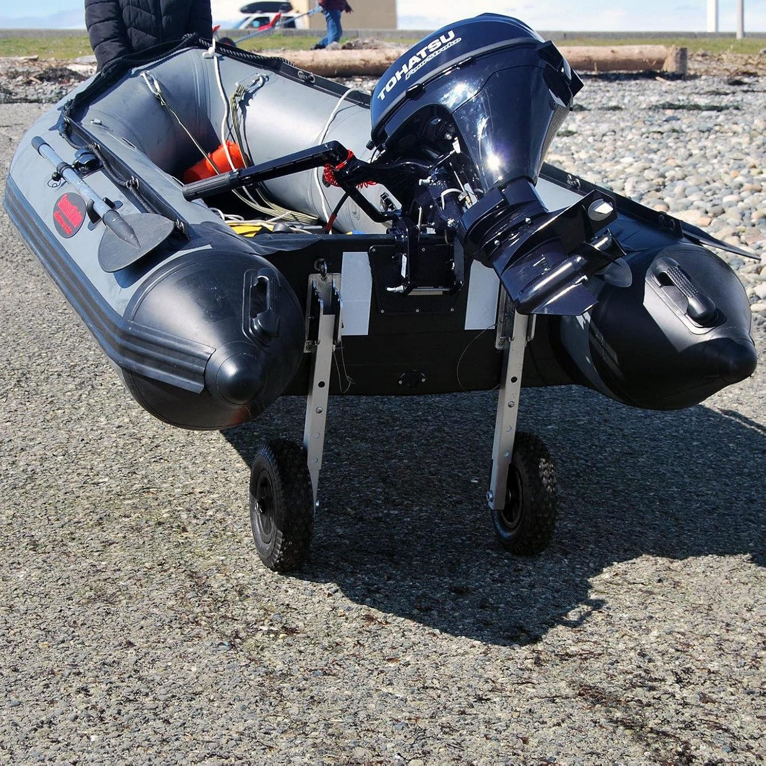 Deluxe 4 by 4 Boat Launching Dolly with 14″ Wheels System, Commercial Grade Qual