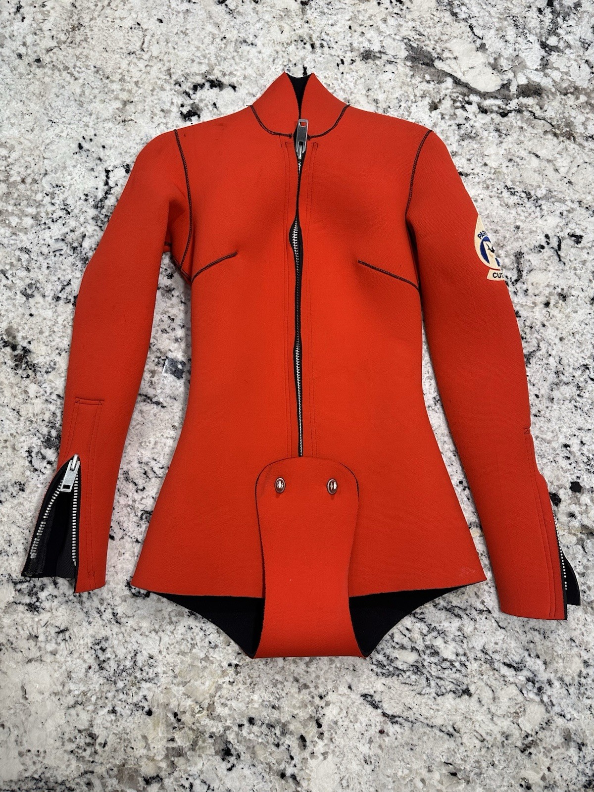 VTG Parkway Custom 3 Piece Scuba Dive Suit Beavertail Orange Neoprene Jacket Set
