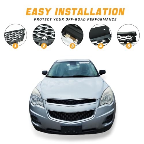 Chrome Upper & Lower Grille Grill Compatible with 2010-2015 Equinox,ABS Black