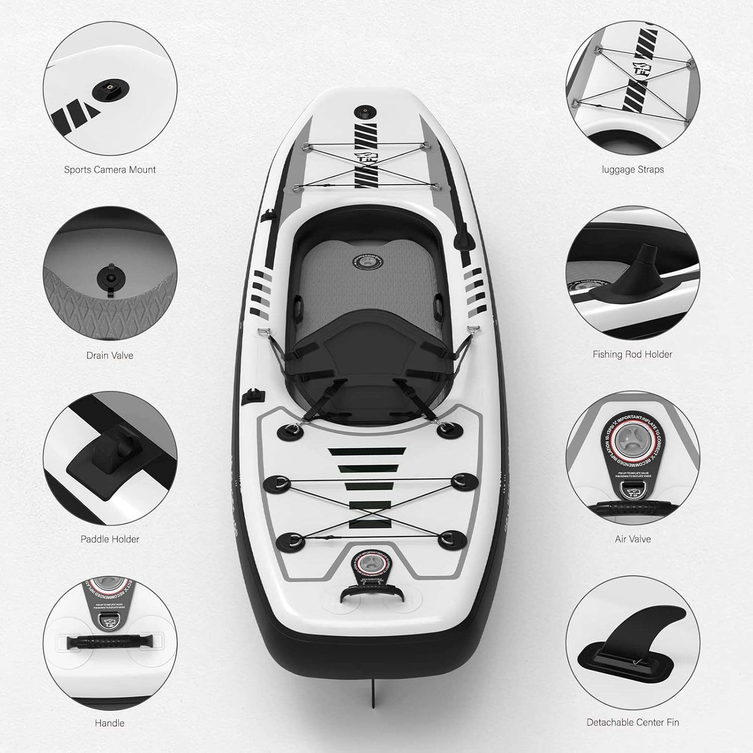 10.2’X35”X8” INFLATABLE KAYAK WITH DETACHABLE SEAT, SUP-KAYAK SET