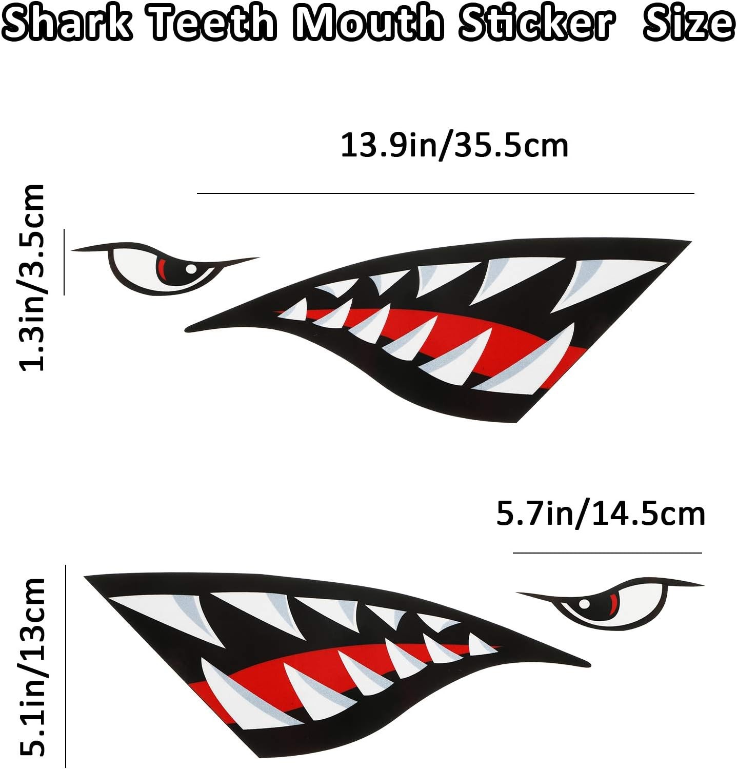 4 Pcs Shark Teeth Mouth Kayak Stickers Decals Waterproof Flying Tiger Decal Warh