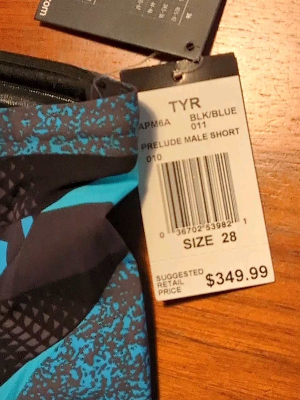 TYR Mens Avictor Prelude Male Short Jammer Black/Blue Size 28 FINA Approved