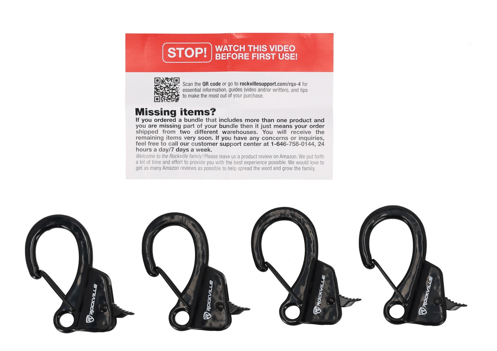 Rockville RQA-4 (4) Quick Release Boat Fender Clips, Easy Height Adjustment