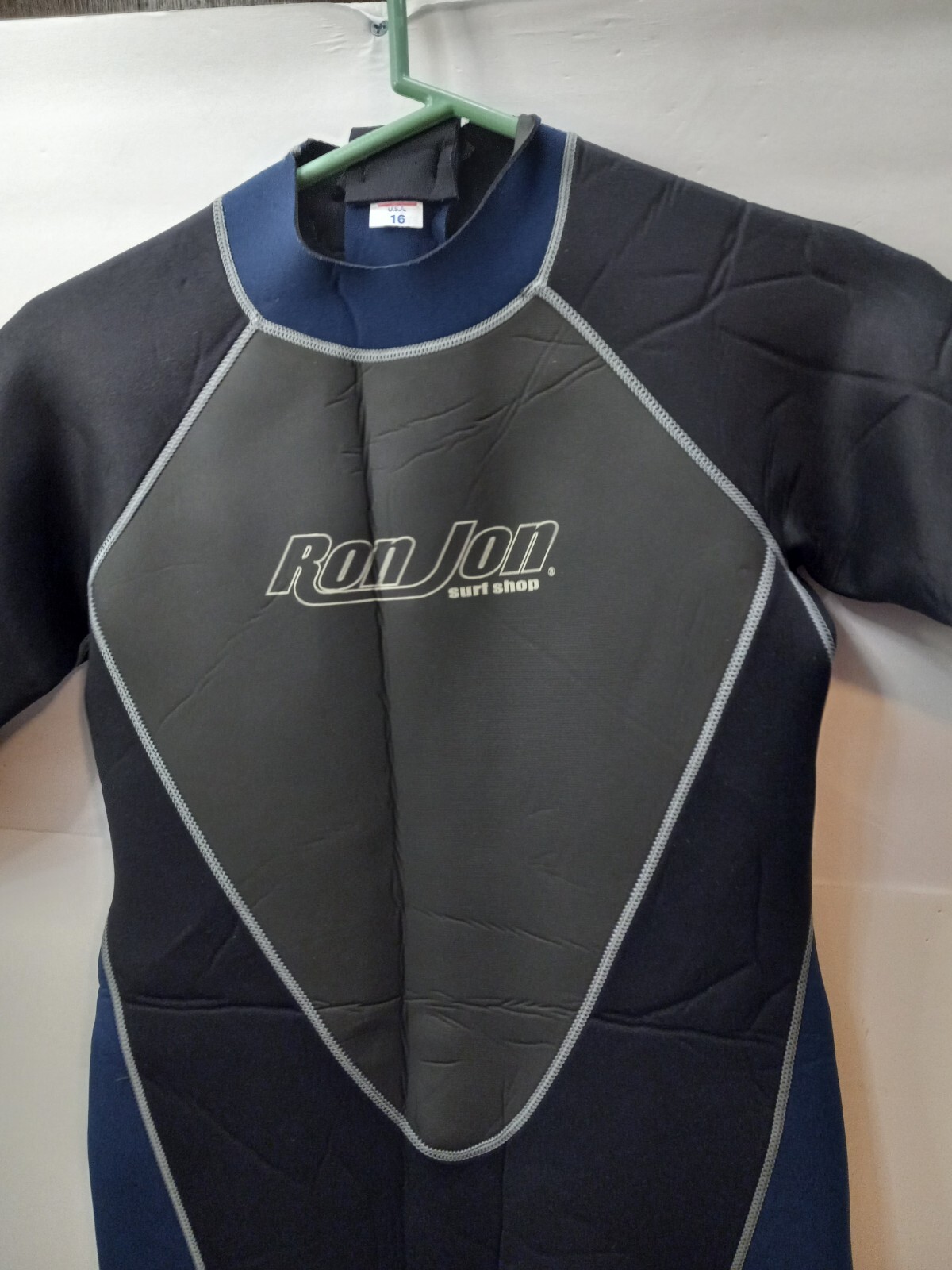 Ron Jon Surf Shop Youth’s Wetsuit 16 Black Gray Blue Shorty Titanium 2.2 Stretch