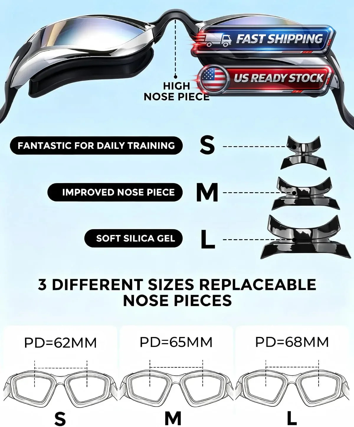 New Speedo Sunny Unisex Swim Goggles – Anti‑Fog, UV Protection;