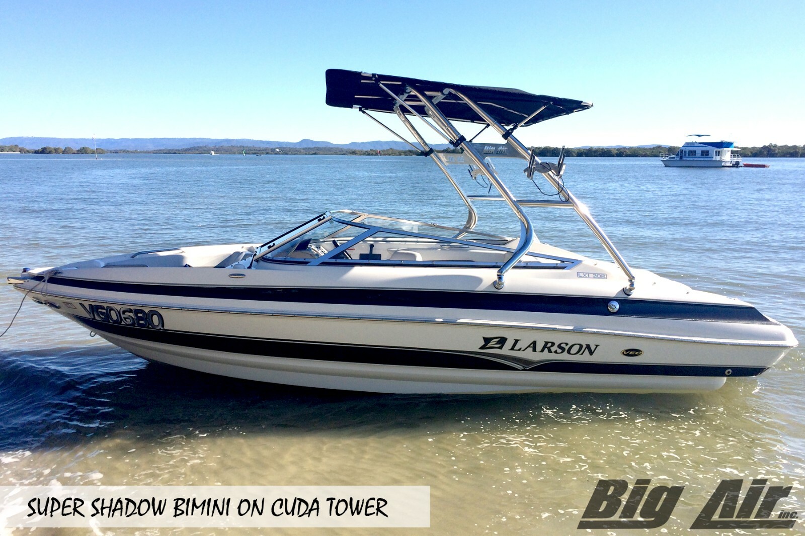 Universal Wakeboard Tower Bimini Top – Onyx Black – Big Air Super Shadow Bimini