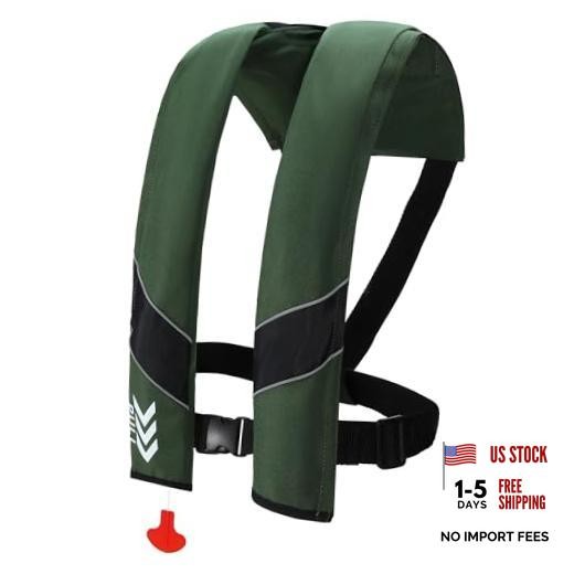 Automatic Inflatable Life Jackets for Adults Life Vests PFD Low Profile GREEN