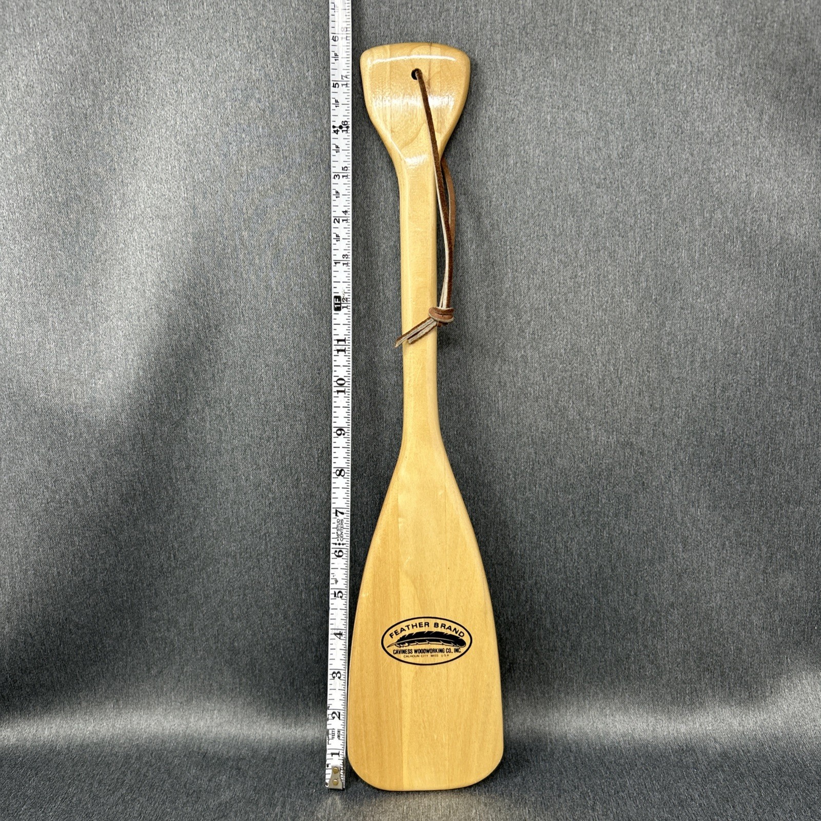 Vintage Caviness Feather Brand Mini Wooden 18″ Canoe Paddle Oar Wood Cabin Decor