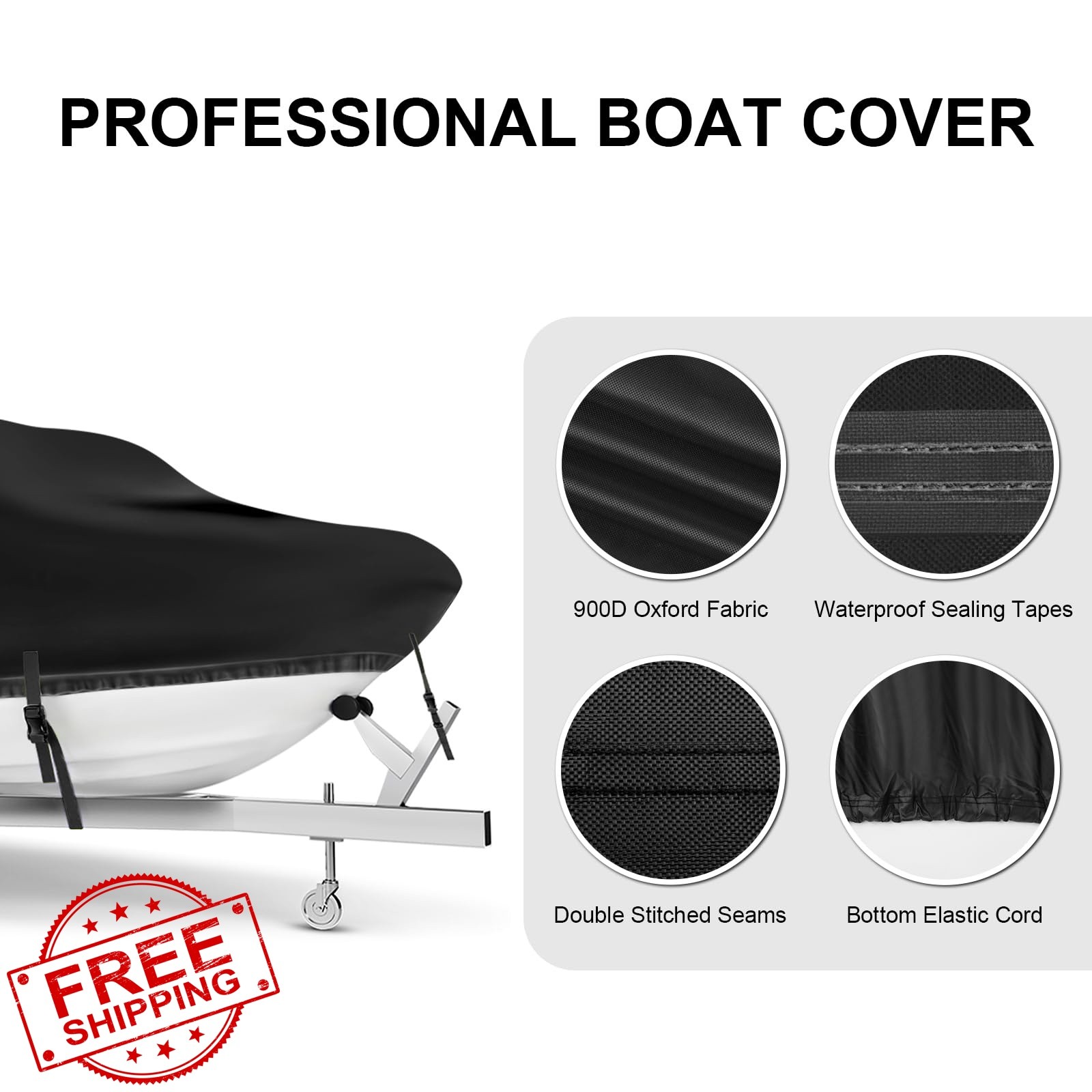 Boat Cover 22-24 ft, Waterproof 900D Heavy Duty Boat Cover, PU Marine Grade P…
