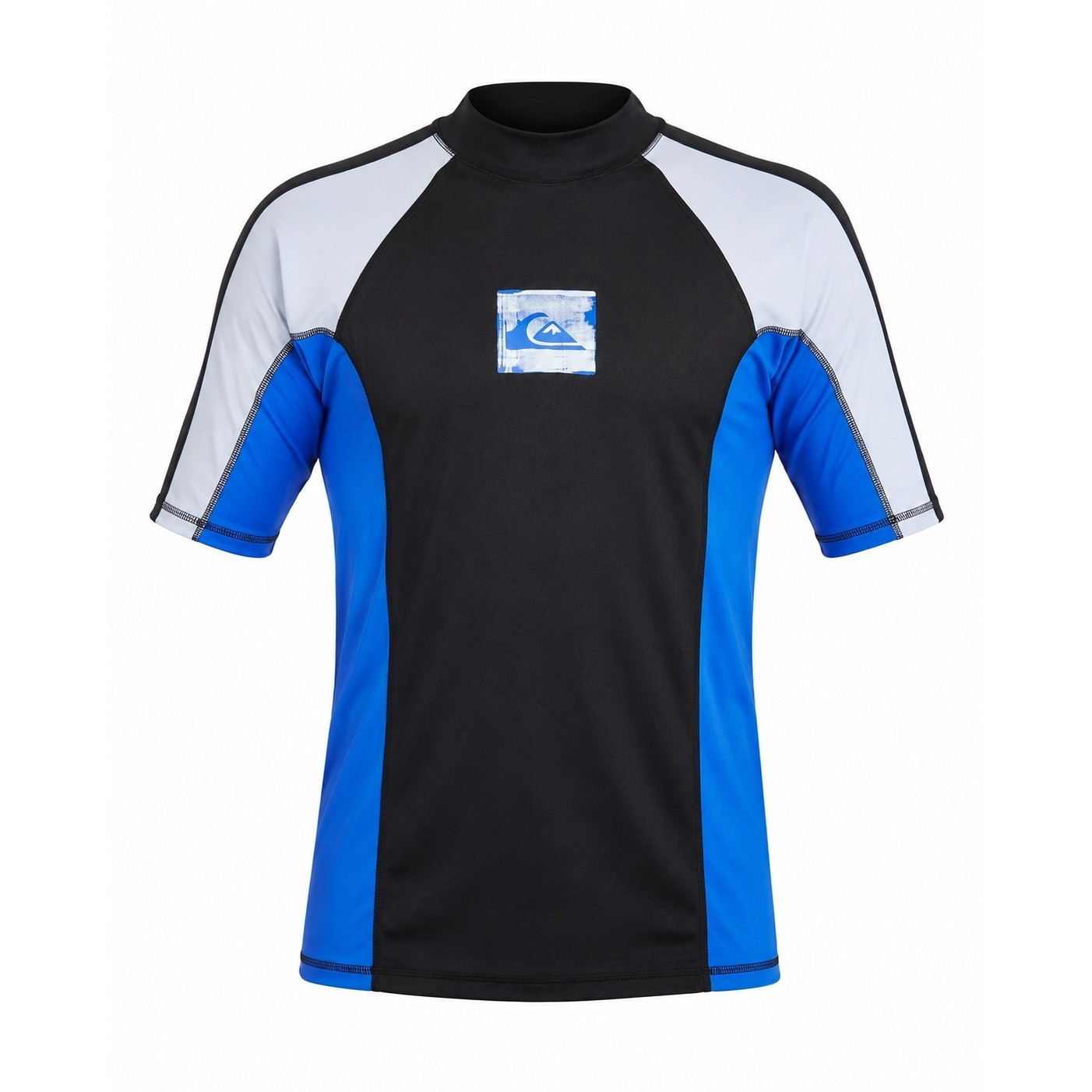 Quiksilver Rash Guard Short Sleeve Swim Shirt Blue Black White Large AQYWR00006
