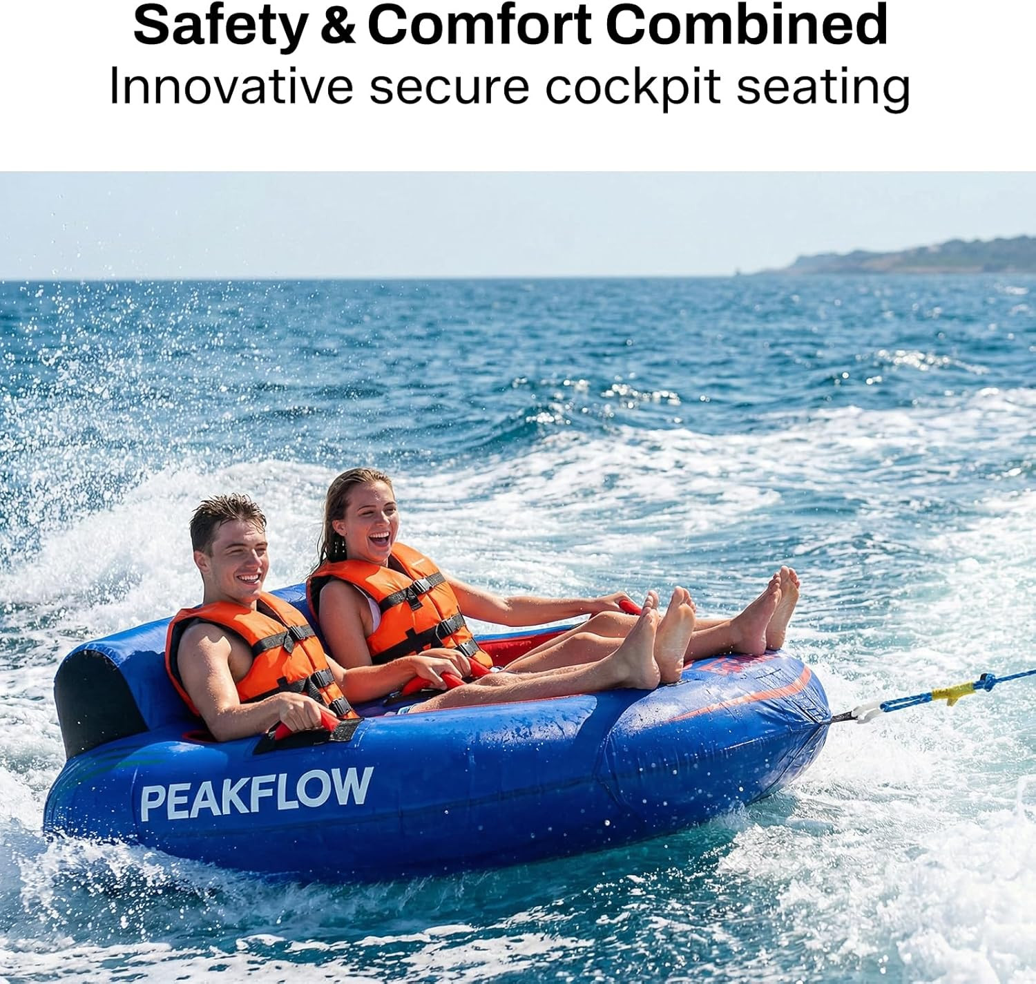 2 Person Towable Boat Tube 65×60 Inflatable Tube Lake
