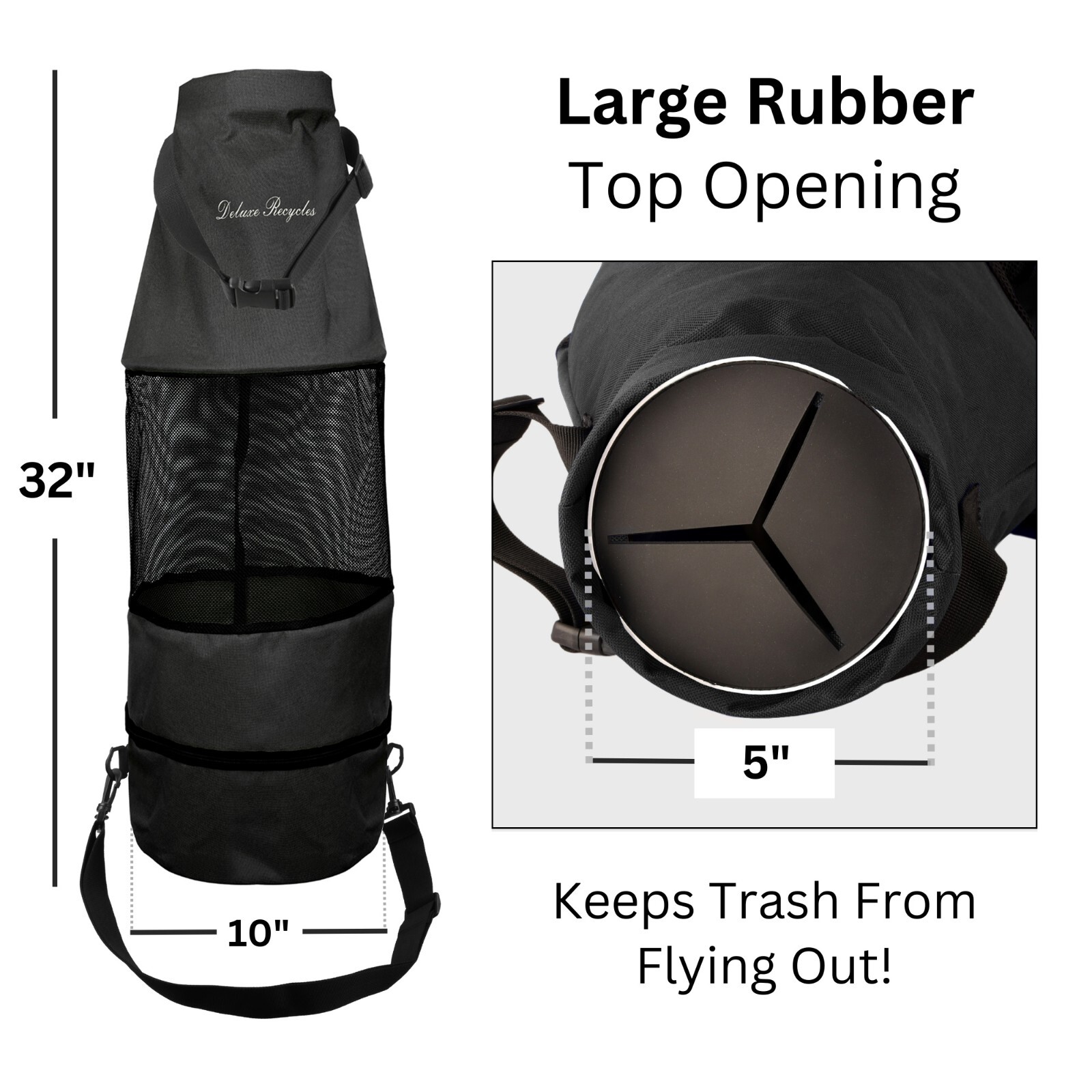 Deluxe Recycles Boat Trash Can Portable & Collapsible Bag W/ Easy Bottom Zipper