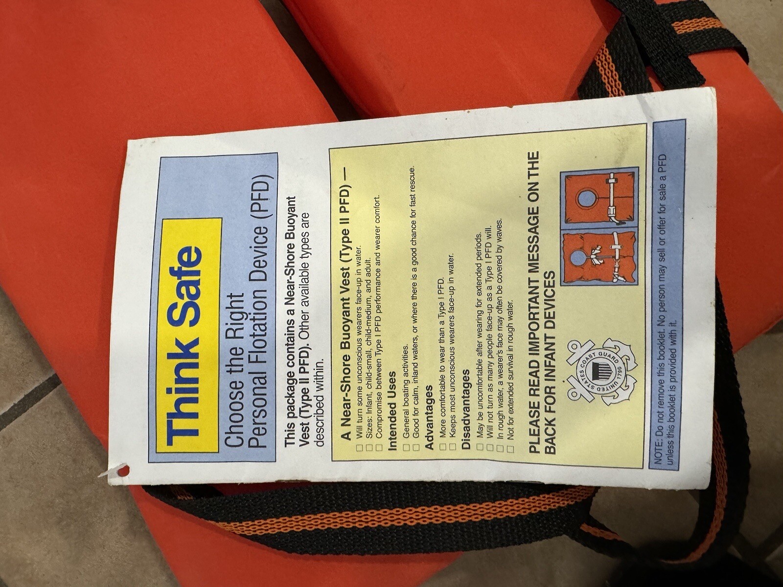 Stearns Life Vest Adult Type II Boating 30-52″ Chest Over 90 LBS Life Jacket