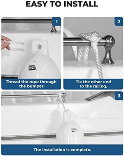 KEMIMOTO Boat Fenders Boat Bumpers for 15-35ft Boat, 4 Pack Inflatable Boat F…