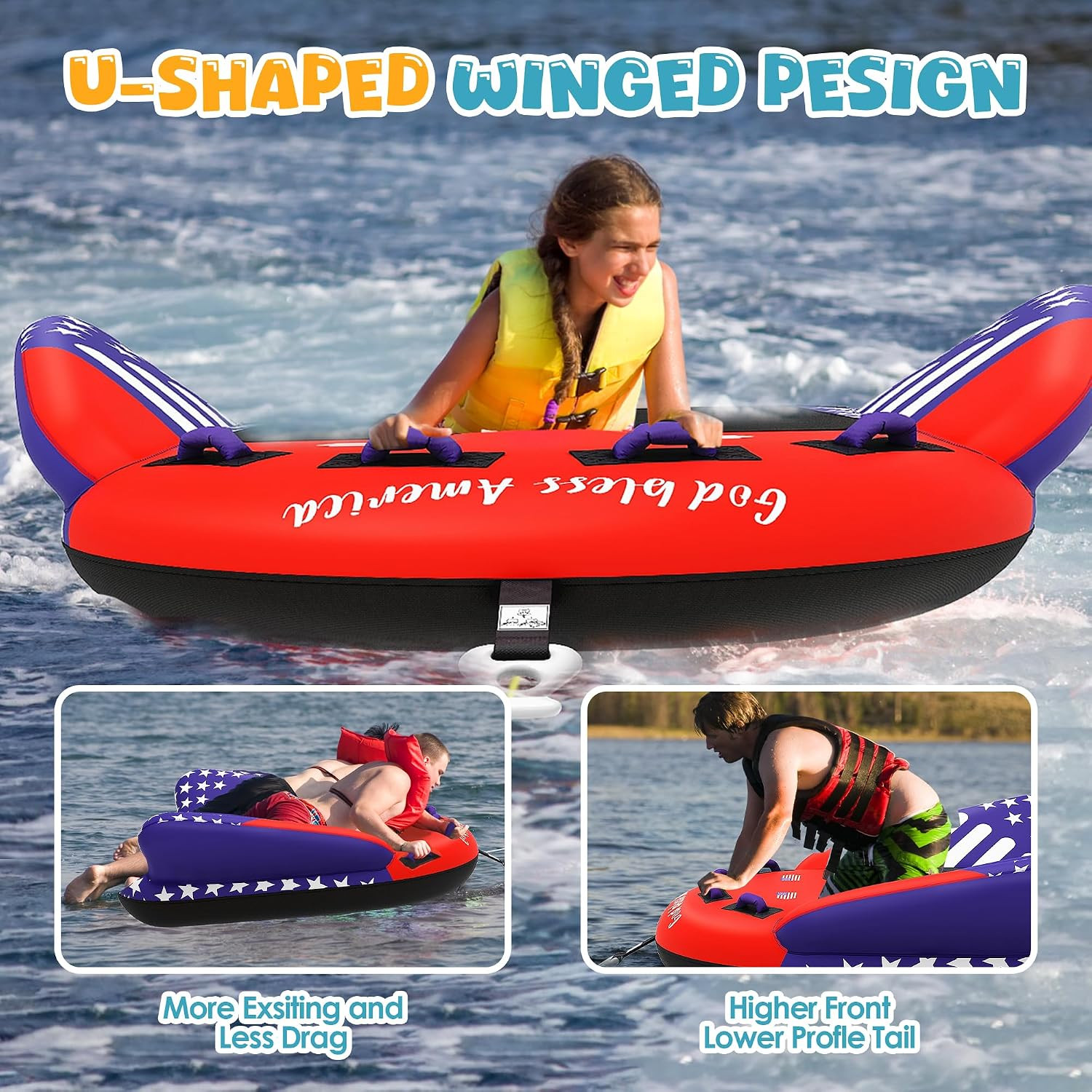 Towable Tubes for Boating – 2-3 Person Shark Battle Tank, Boat Tubes & Towables,