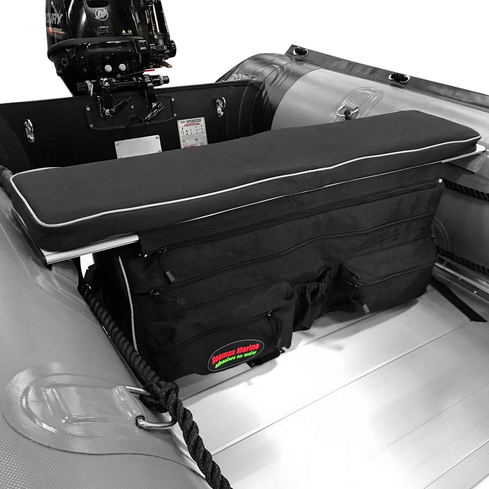 Seamax Sunlitec Inflatable Boat Bench Seat Cushion and Detachable Seat Bag Co…