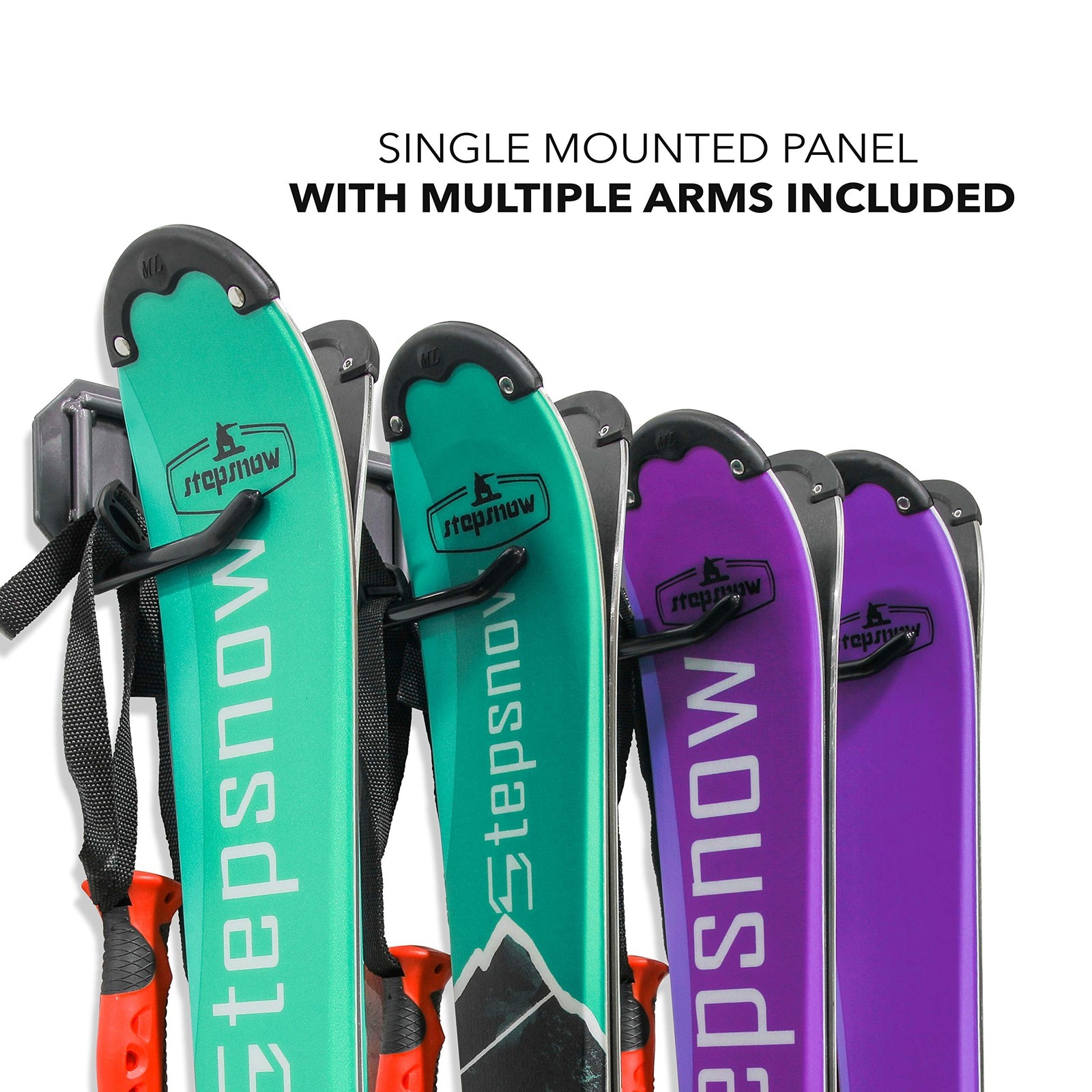 RaxGo Ski Storage Rack, Wall Mounted, Holds 4 Pairs of Skis & Skiing Poles or…