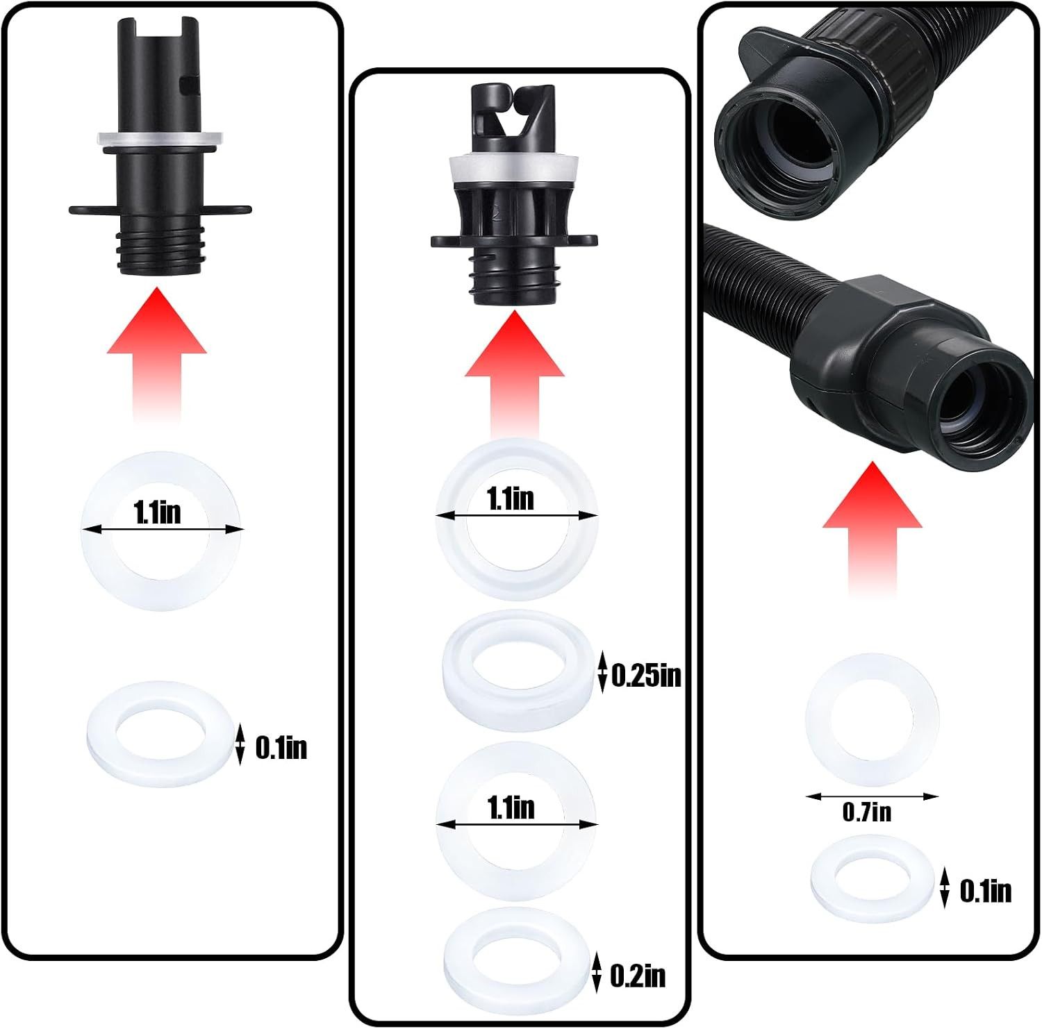 Therwen 8 Pcs Air Hose Kit Includes Air Pump Hose 7 Nozzles Adaptor Stand up Pad