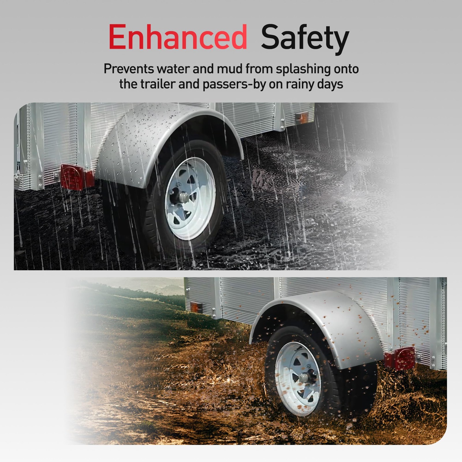 Trailer Fenders Stainless Steel For 14″ 15″ 16″ Wheels Single Axle 2PK