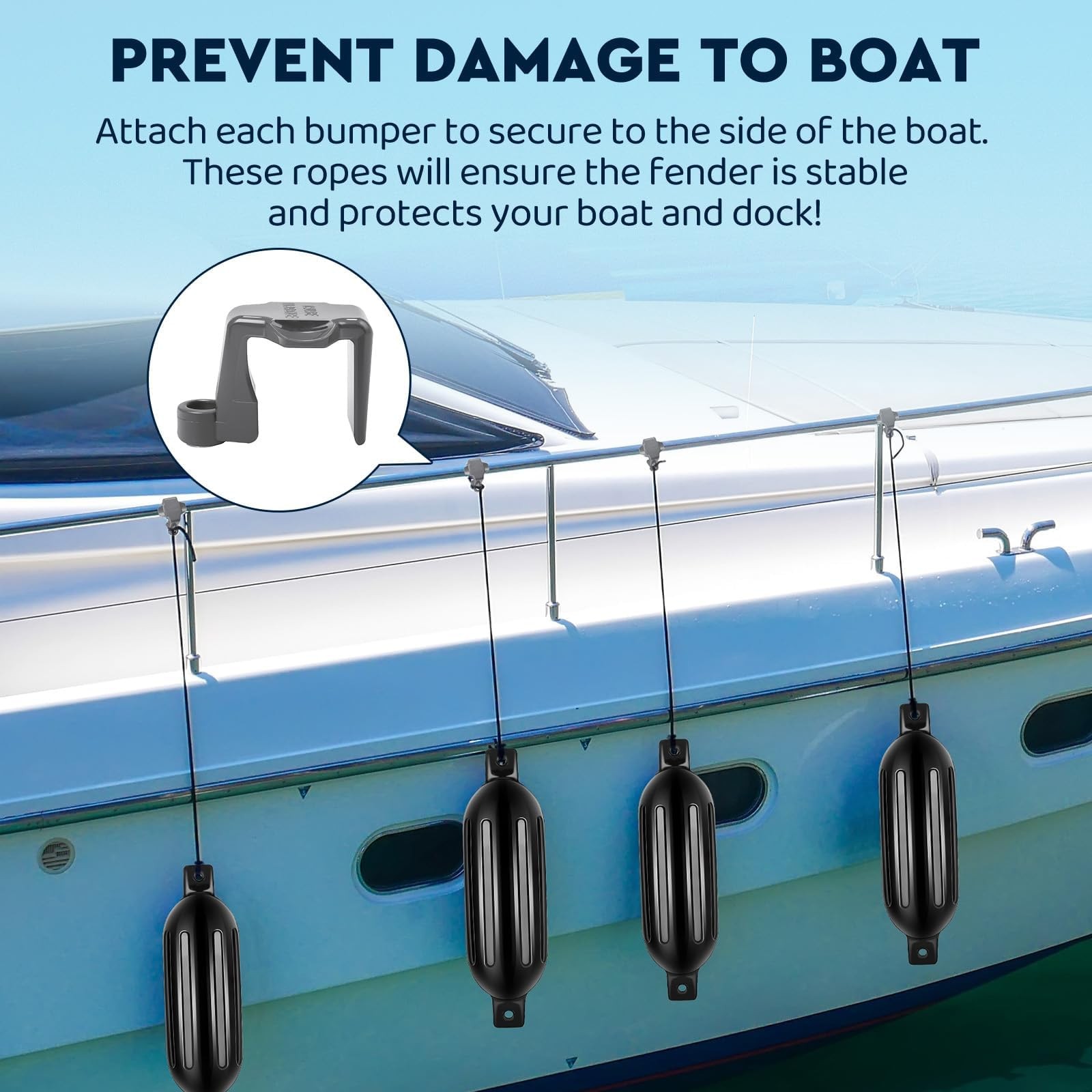 DaisyInner 4 Pack Boat Bumper for Docking Inflatable Boat Fenders with 4 Boat…
