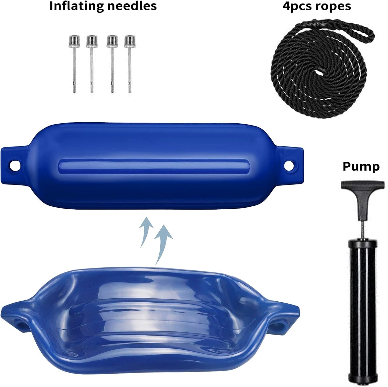Boat Fenders 4Pack 4.5″/5.5.”/6.5″/8.5″ Inflatable Ribbed Marine Boat Fender …