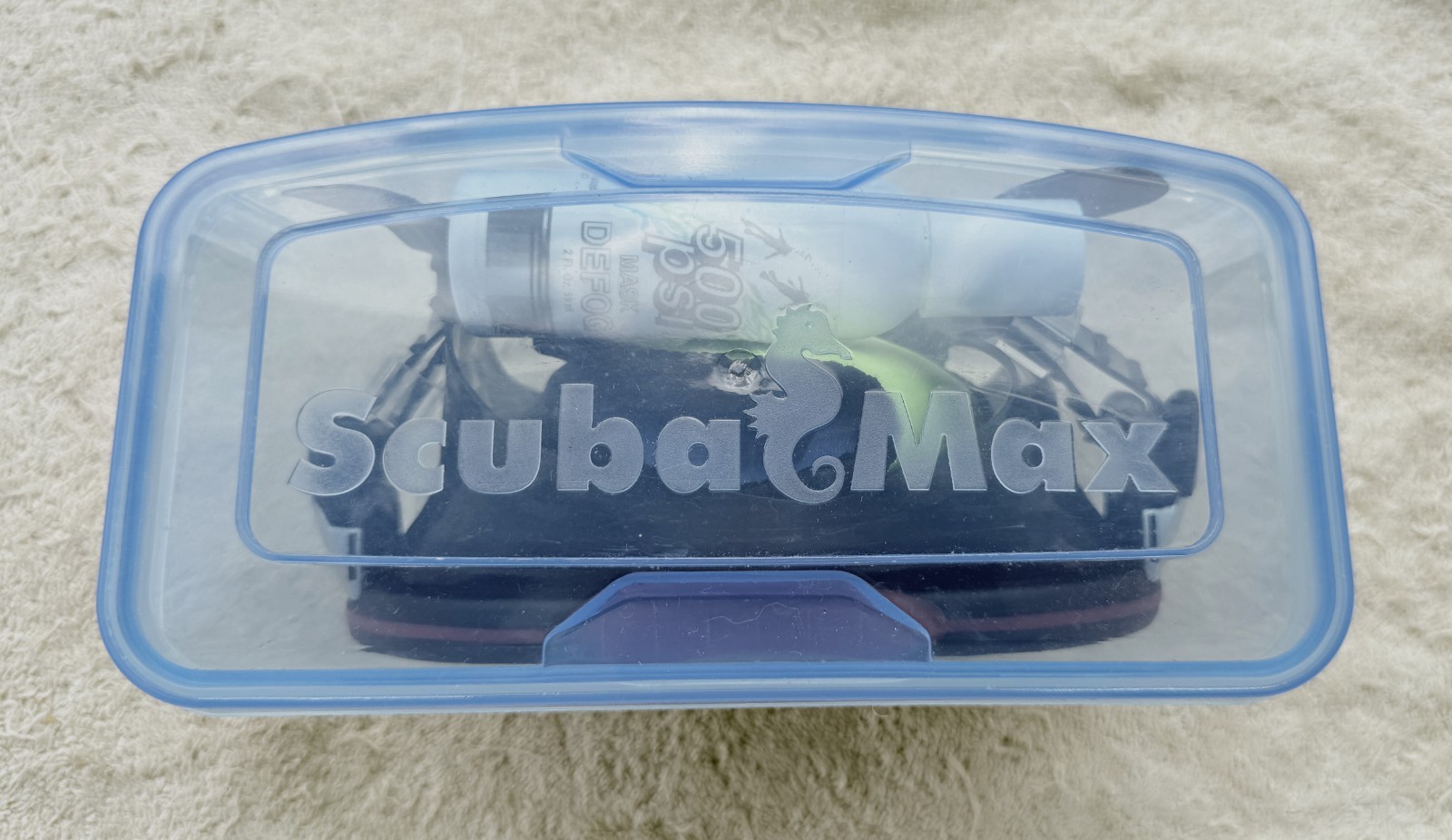 SEA C SUB DIVER’S MASK WITH BOTTLE OF LEN’S DEFOG – AS PICTURED