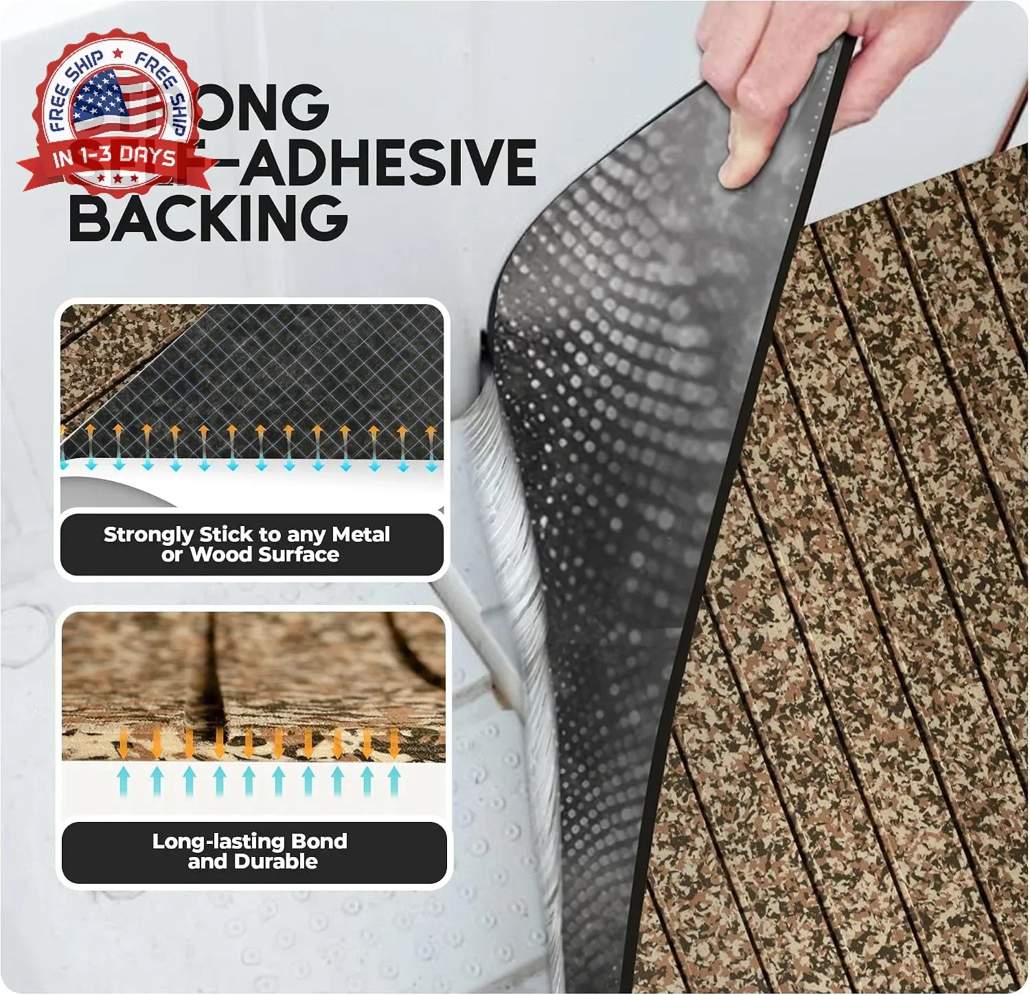 FOCEAN EVA Foam Boat Flooring, Sea Vinyl Decking Camo Deck Mats with self Adhesi