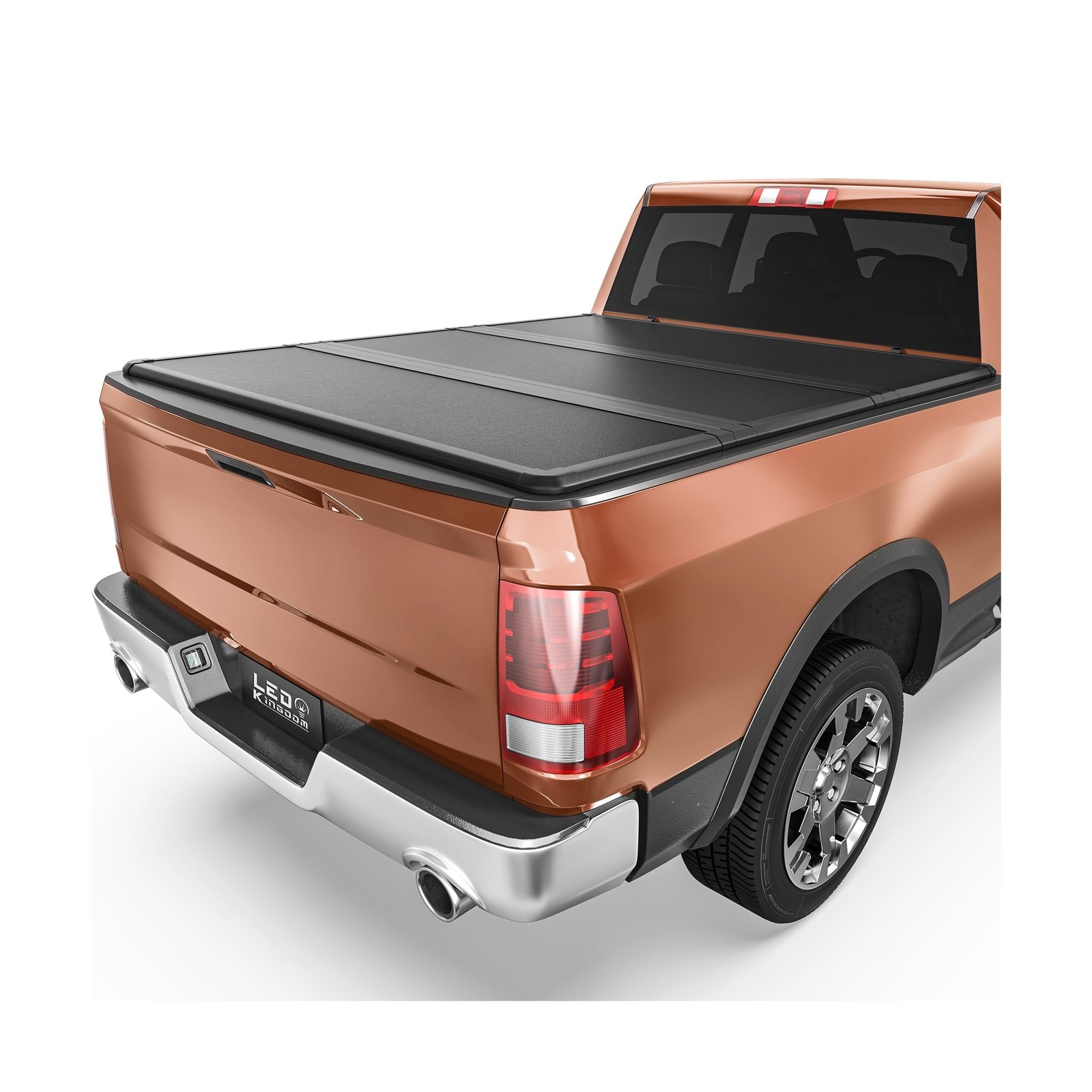 LEDKINGDOMUS Hard Trifold Truck Bed Tonneau Cover FRP Fits for Dodge Ram 1500…