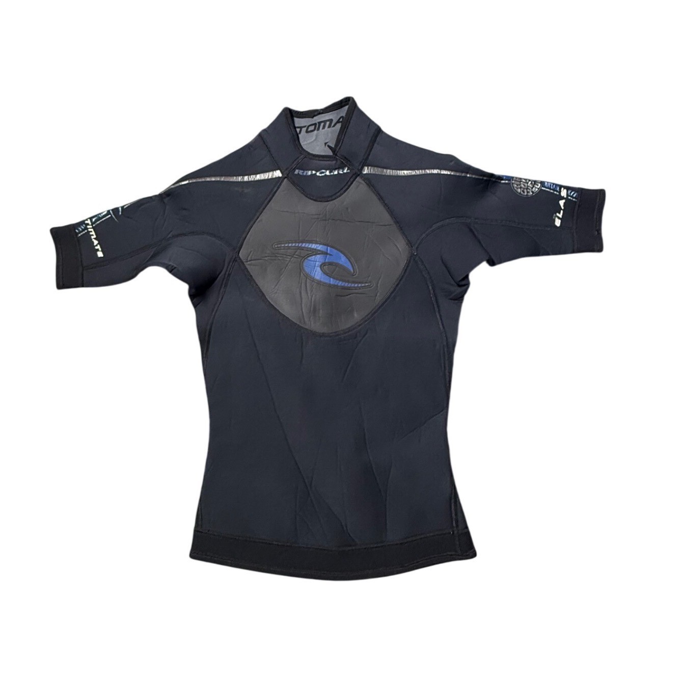 Rip Curl Elastomax Youth XXS Short Sleeve Wetsuit Top Surf Dive Black Blue