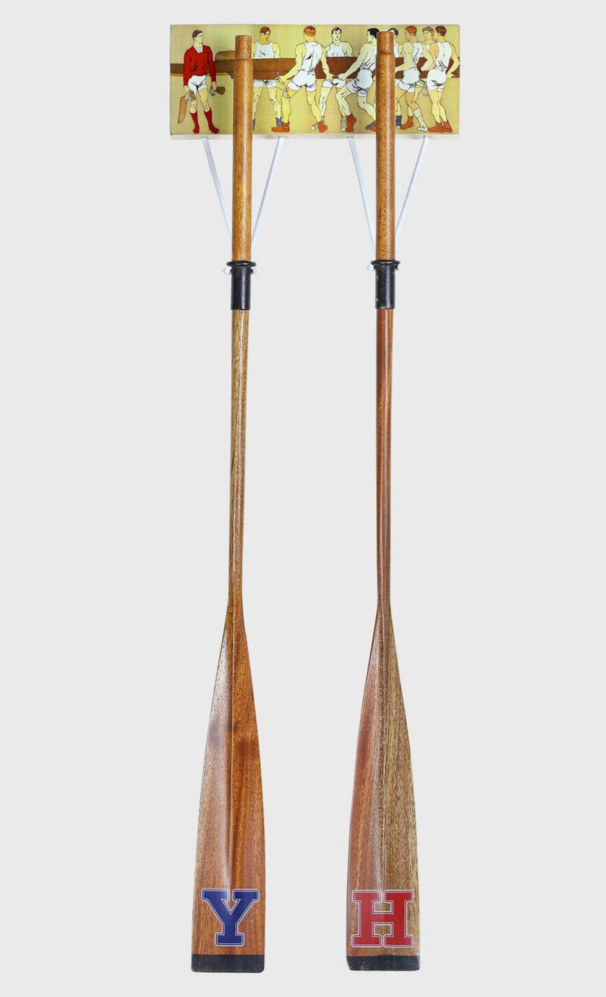 Harvard Yale Varsity Oars 25″ Set/2 w/ Wall Mount Rack Eight Racing Rowing Shell