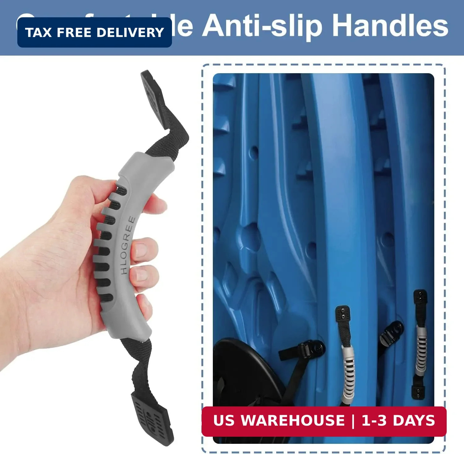 HLOGREE Kayak Handles 2/4 Pack,Kayak Carry Handle with Rivets,Kayak Replacement