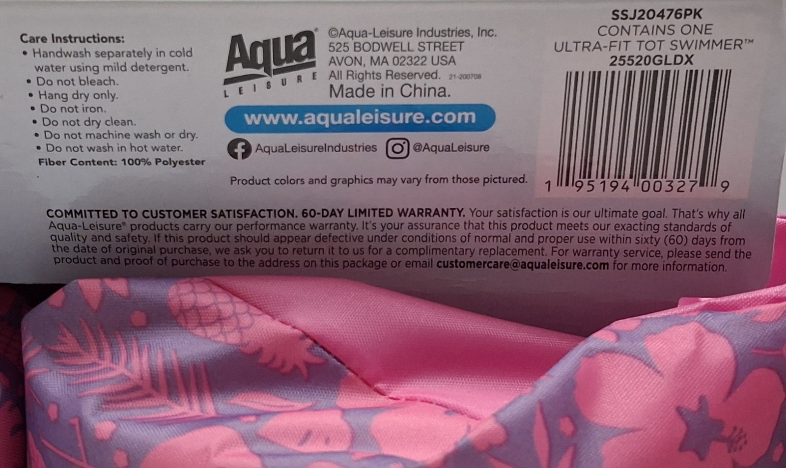 SwimSchool Ultra-Fit Tot Swimmer Float Level 3 Age 4-6 Years Pink 50LBS Max New