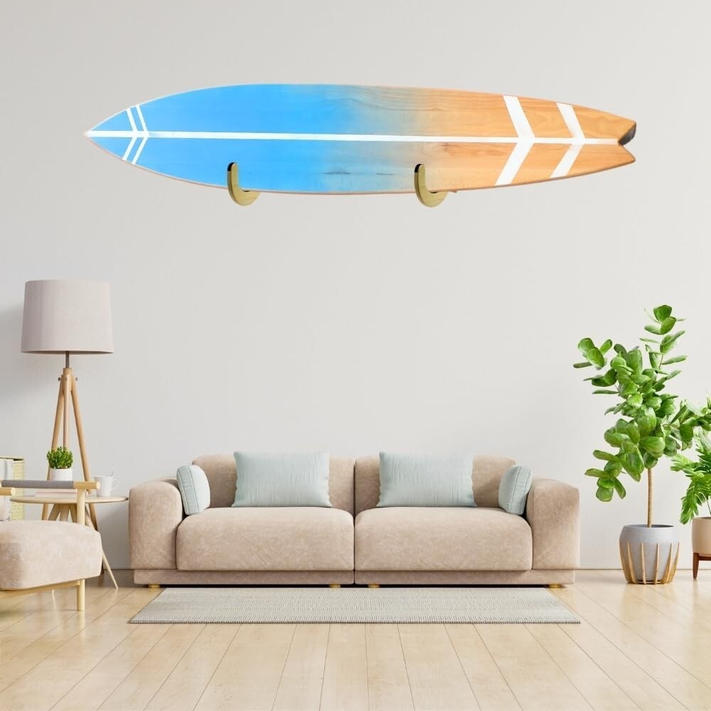 Surfboard Wall Mount Rack – Wooden Surf Board Wall Hangers – Adjustable Outdoor