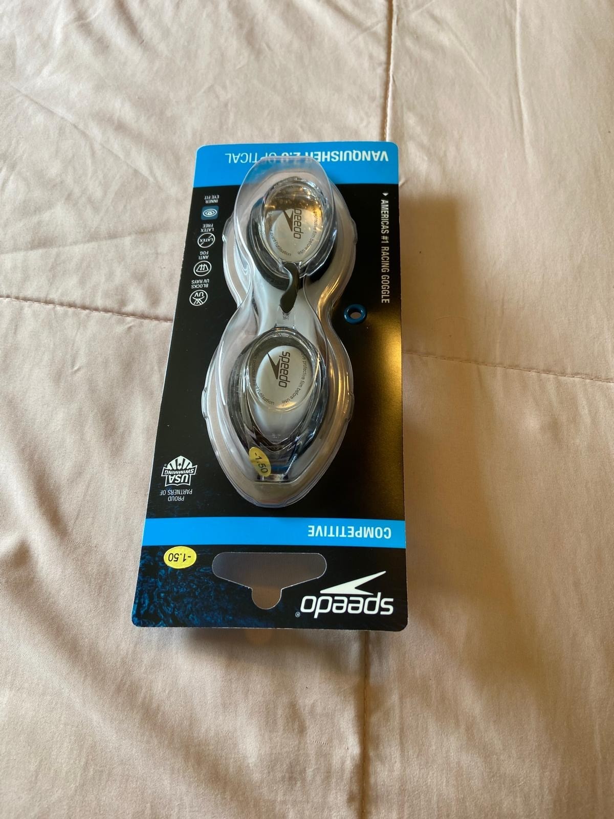 Speedo Vanquisher 2.0 -1.50 Goggle – Clear (Americas #1 Racing Goggle)
