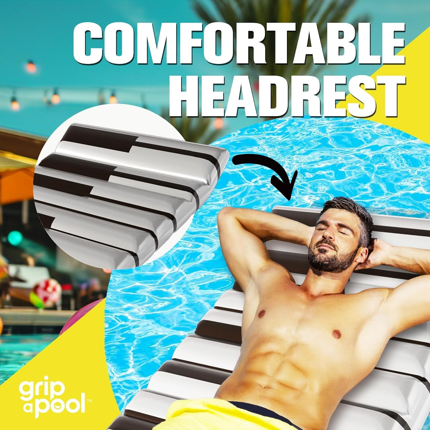 Pool Float Raft Lounger for Adults Floatie for Flat Laying Tanning Music Piano