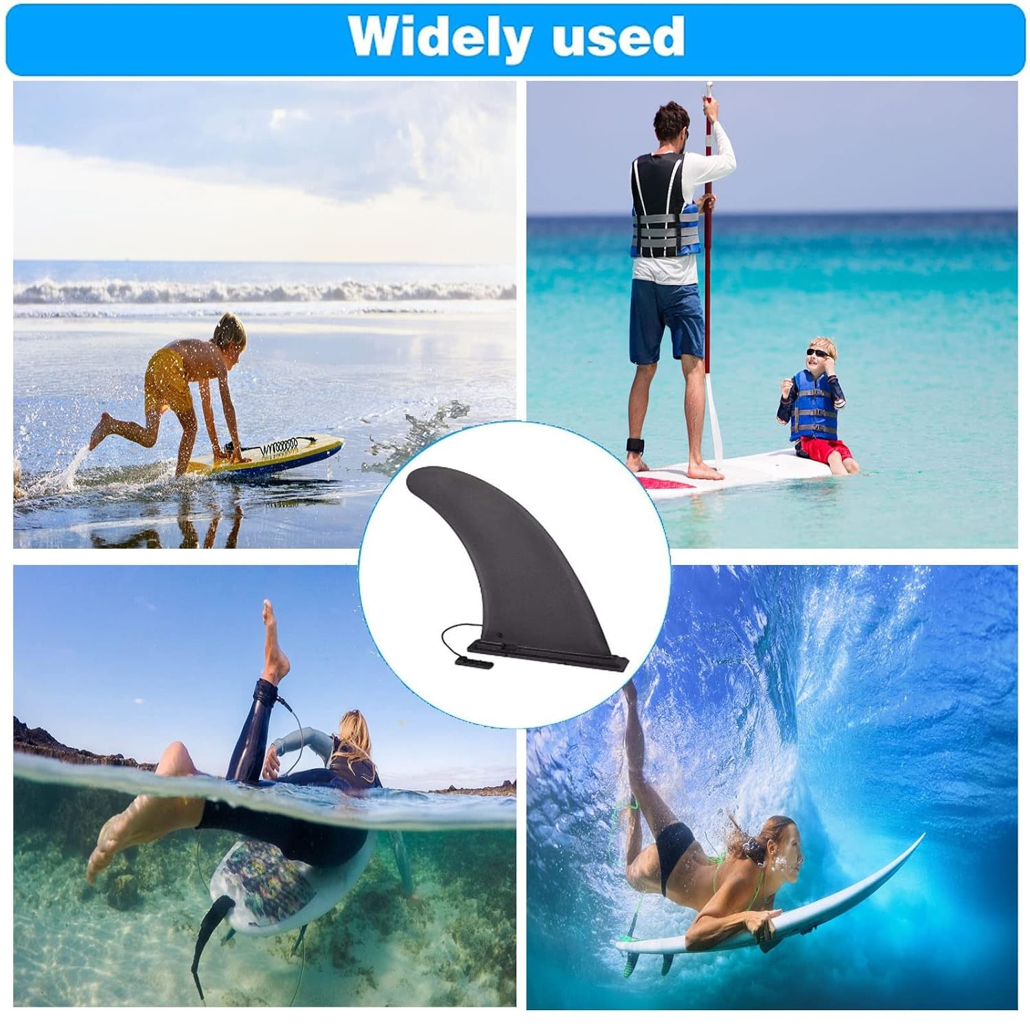 9″ Universal Nylon Single Center Paddleboard Fin Replacement Inch Fin