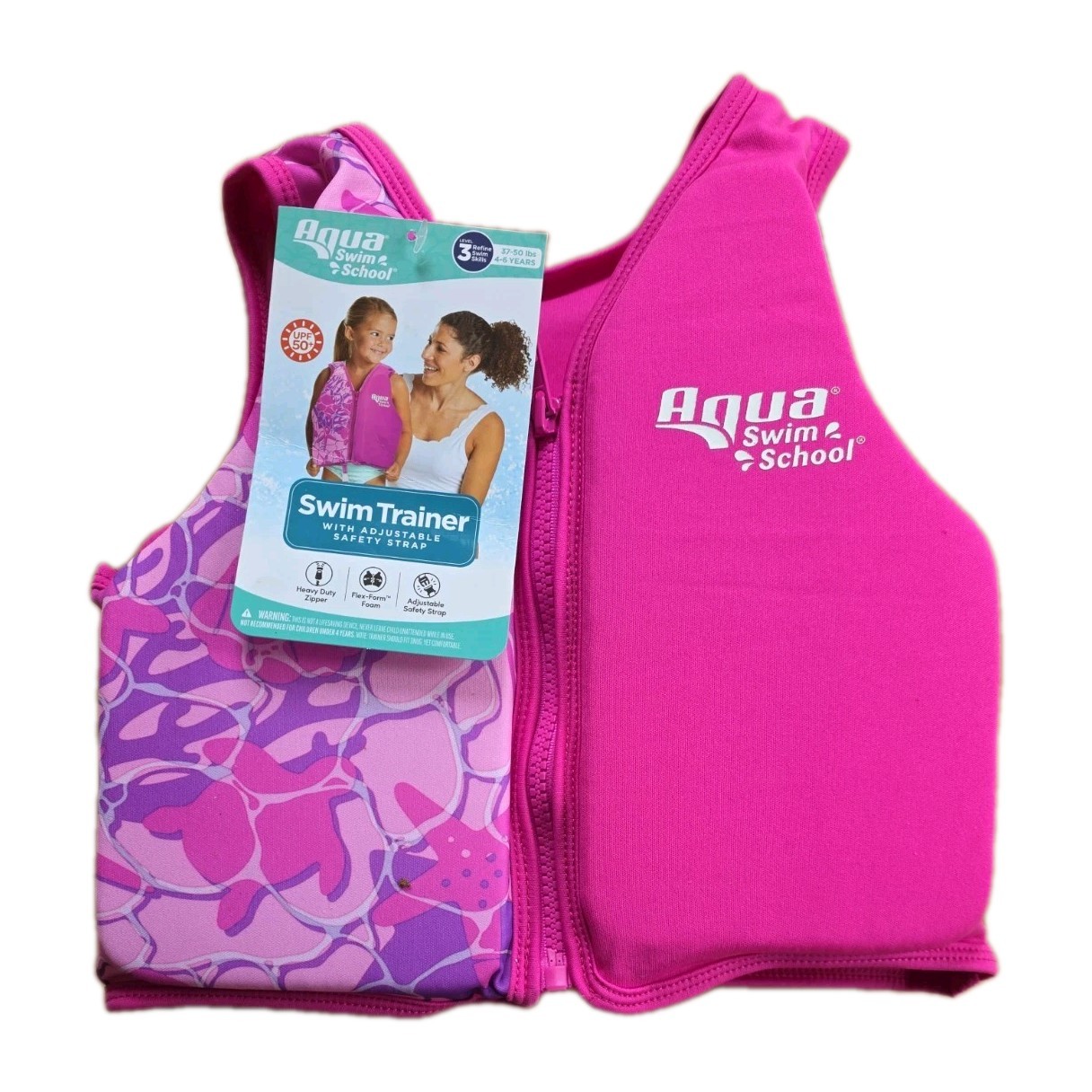 Aqua Swim School Girls Trainer Vest Wit Adjustable Safety Strap Level 3 Ages 4-6