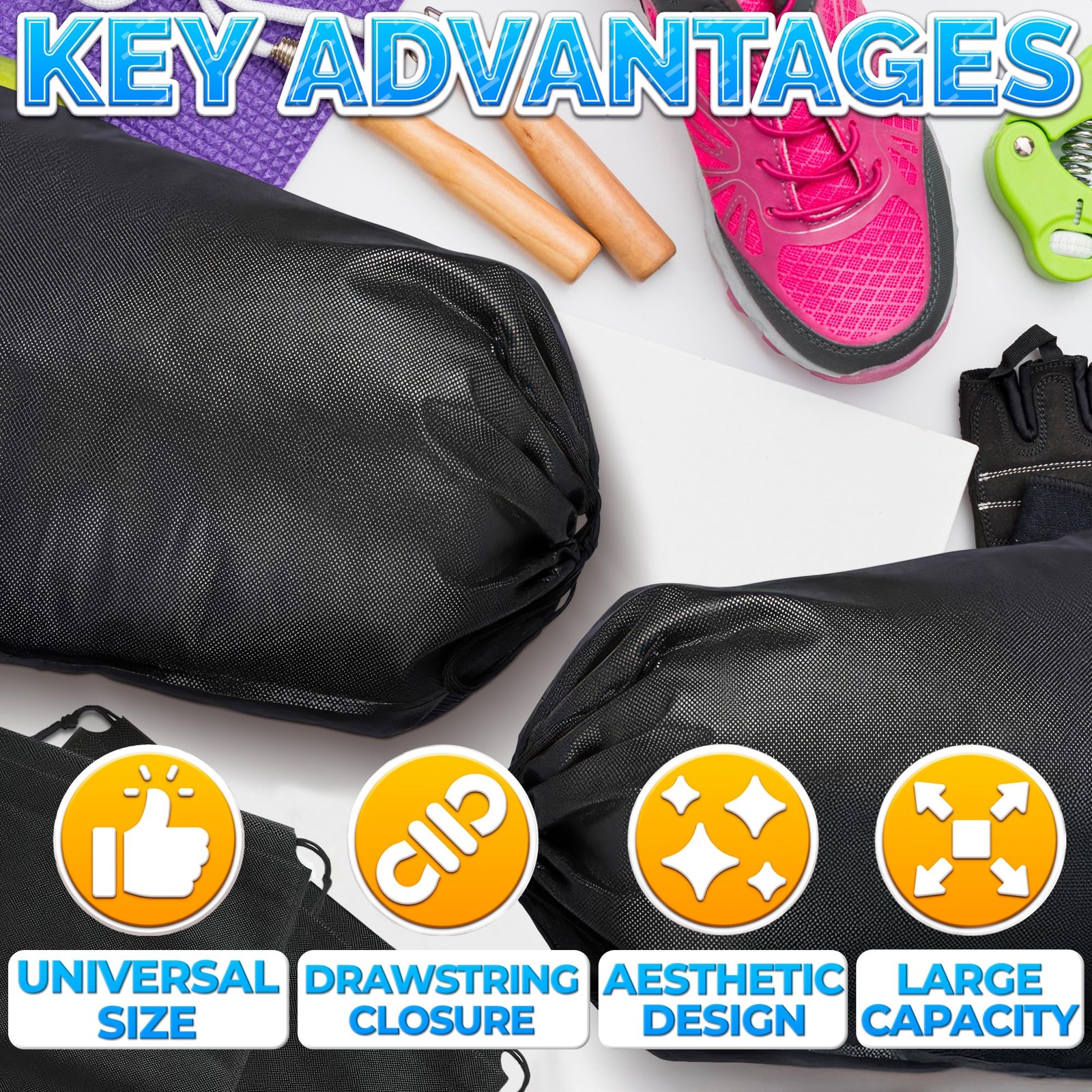 10 Pack Travel Shoe Backpack Set – Non-Mesh Solid 11.8″x15.75″ Waterproof Dra…