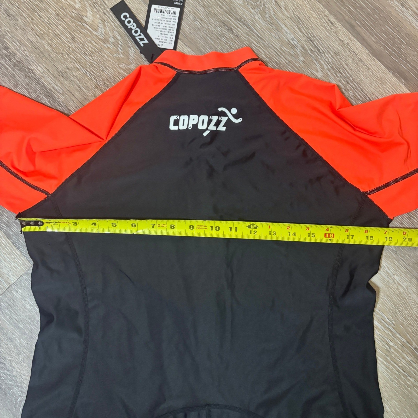 Copozz Full Body Rash Guard Wetsuit 3XL Black Neon Orange Long Sleeve Stirrup