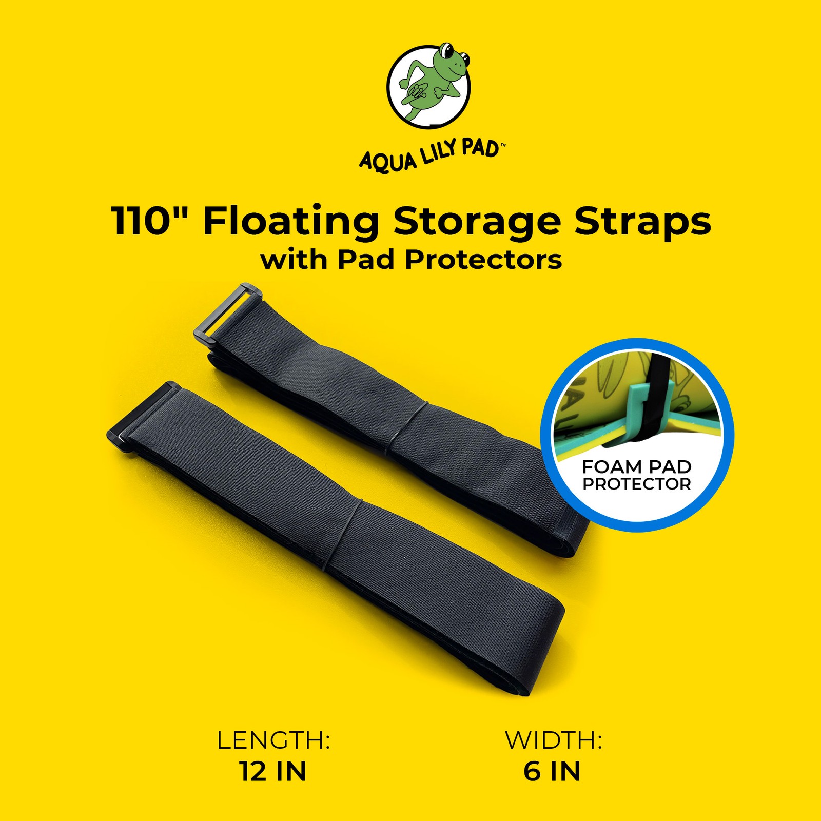 Aqua Lily Pad 110″ Floating Storage Cinch Straps with Pad Protectors, Set of 2