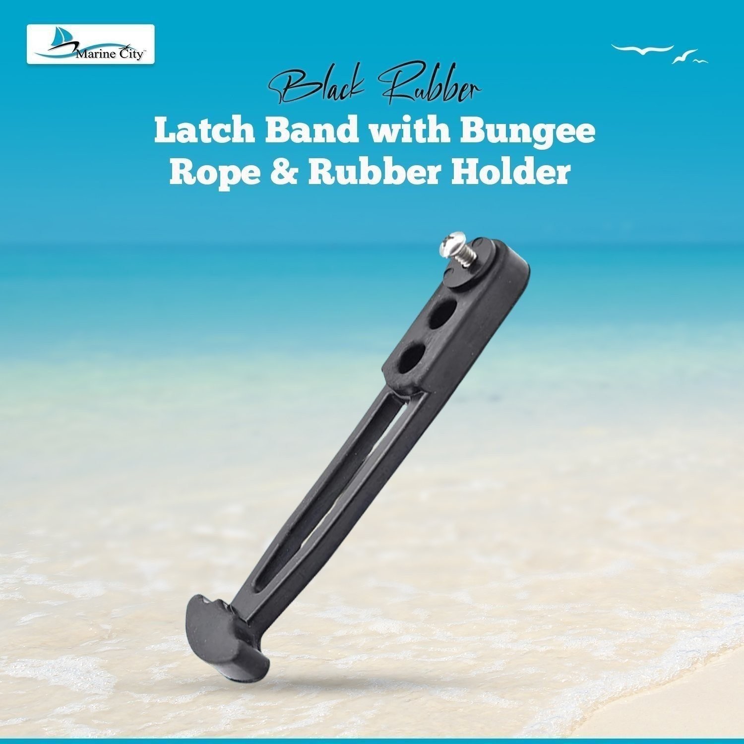 MARINE CITY Boat Boarding Latch Strap with Bungee Rope & Rubber Holder (7″)