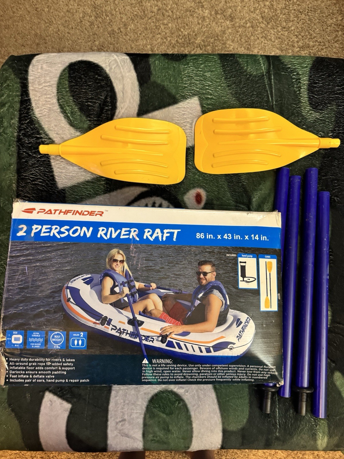 Pathfinder 2 Person Inflatable Raft Boat No Pump