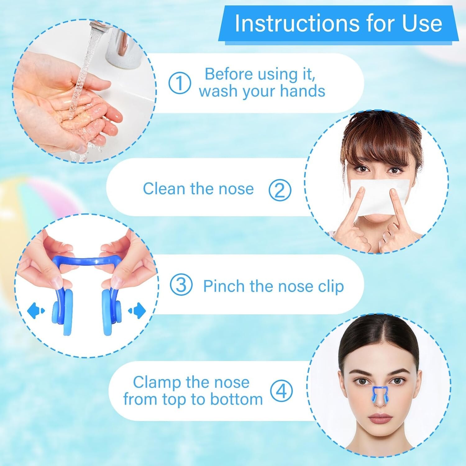 Swimming Nose Clip – 𝟭𝟬 𝗣𝗮𝗰𝗸𝘀 Nose Plugs for Kids(Age 7+), Swim Nose Clip
