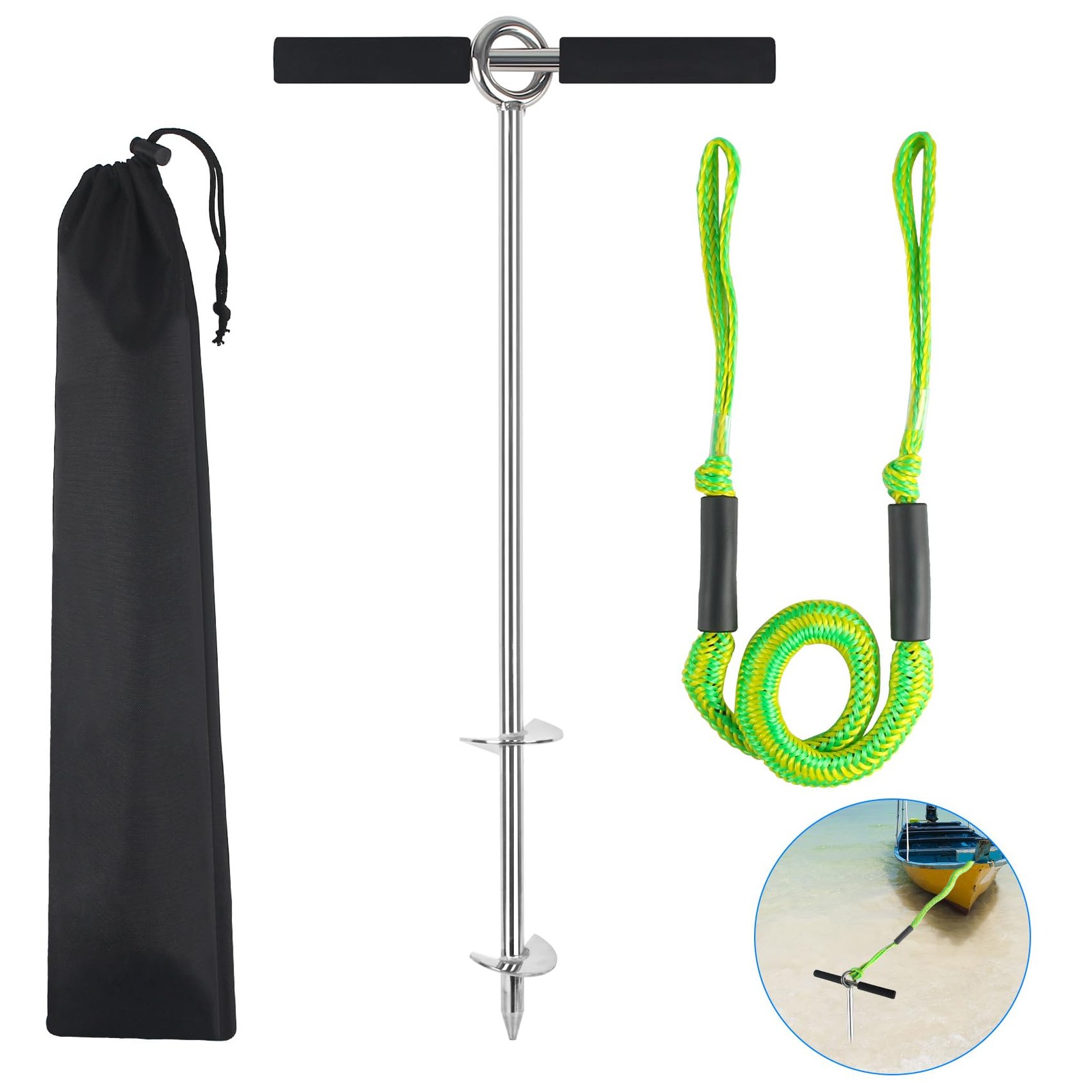 24″ Sand Anchor,316 Stainless Steel Shallow Water Sand Anchor with Ground Anc…