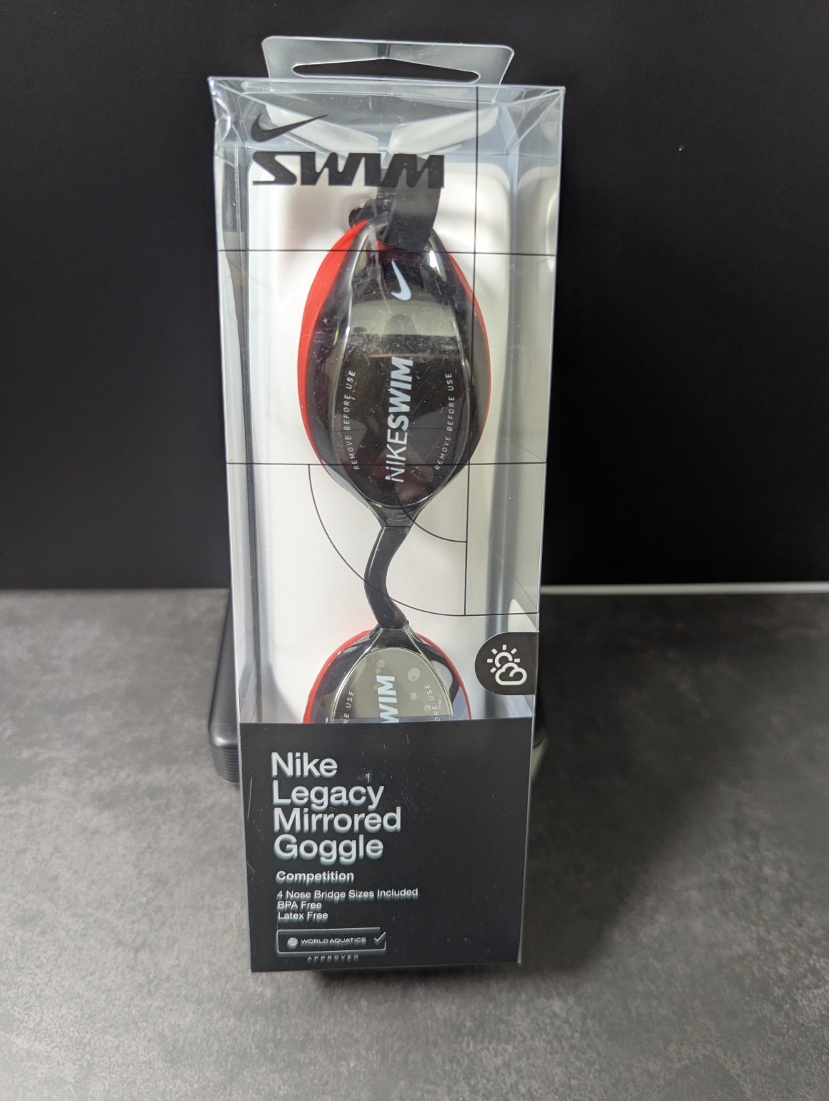 NEW NIB | Nike Legacy Mirrored Red/Black Swim Goggles Adult One Size