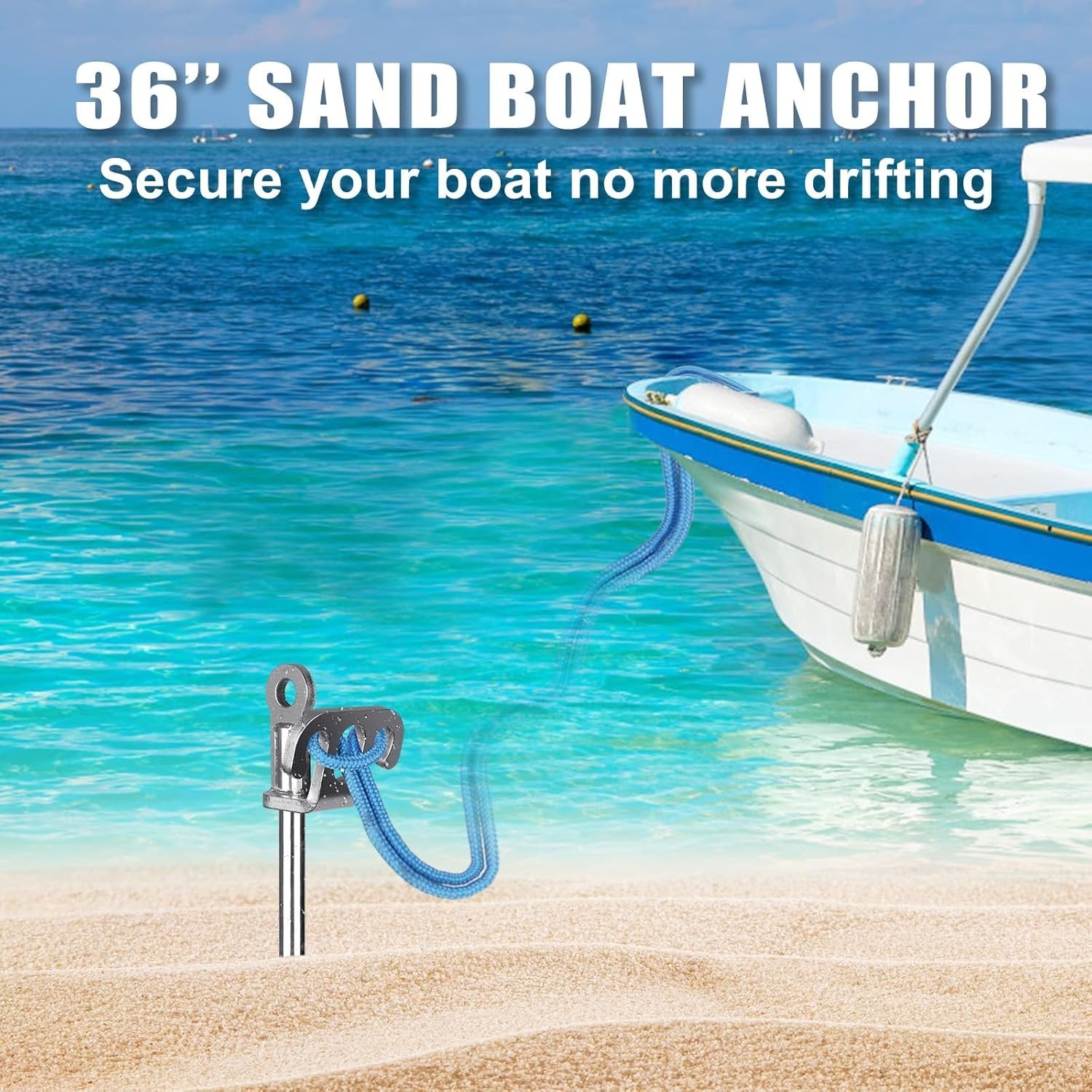 Sand Anchor for Boat, Stainless Steel Boat Beach Anchor, Screw in Sandbar 36″