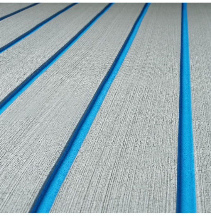 6mm EVA Foam Boat Flooring Sheet Faux Decking Mat Gray Blue Self Adhesive 94″